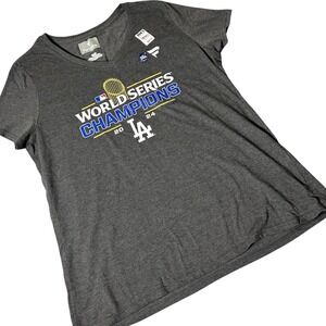NEW Los Angeles Dodgers T Shirt Womens L Gray Fanatics World Series 2024‎ MLB